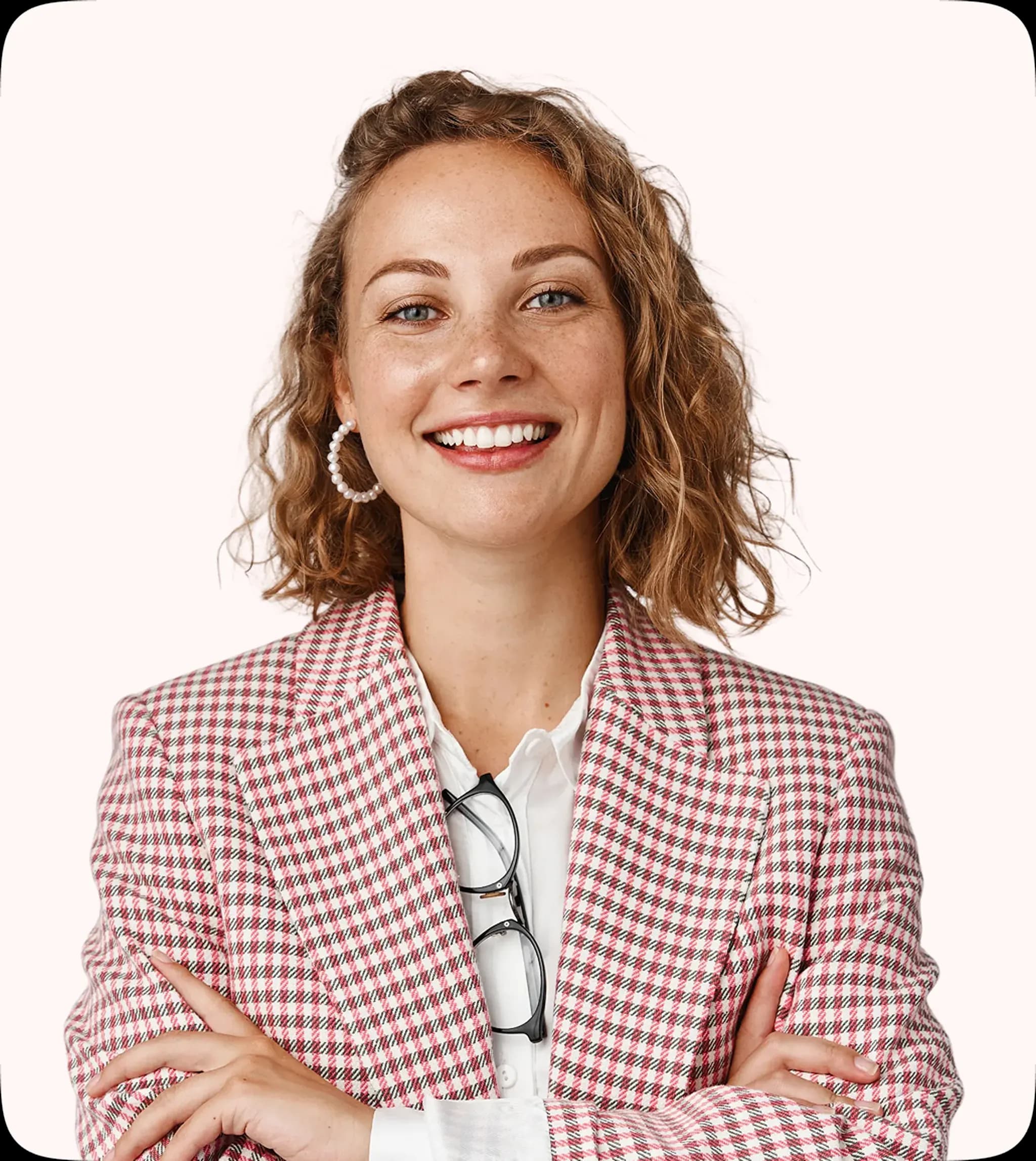 A business professional smiling, representing workplace health partnerships